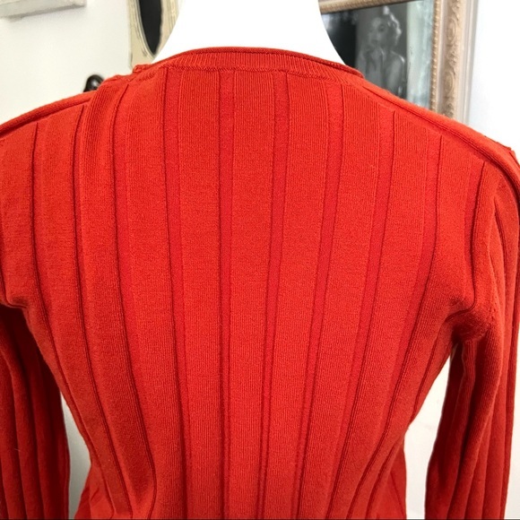 Everlane Burnt Orange Small Ribbed Wool Long Sleeve blouse - Picture 5 of 7